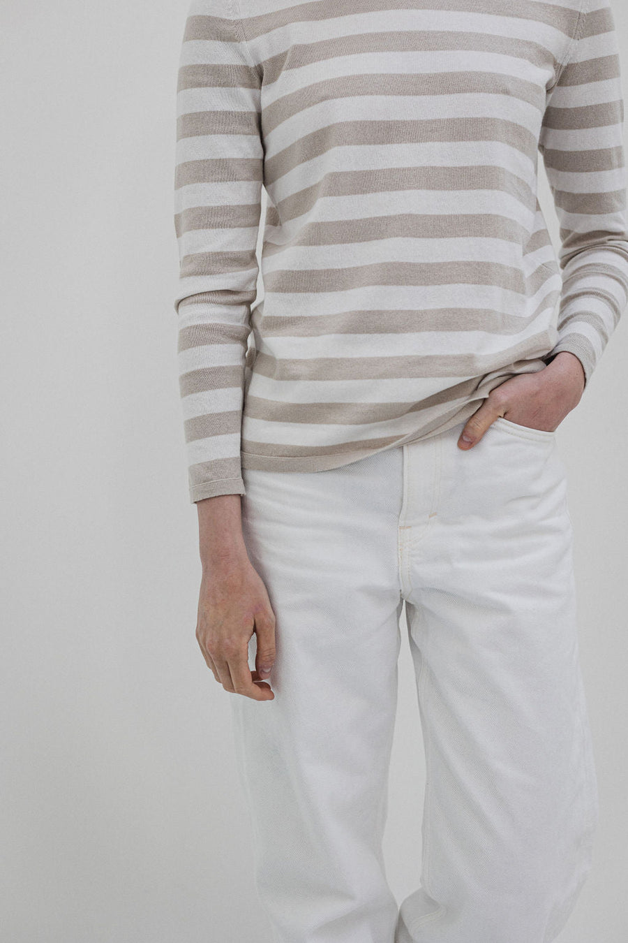 Janes - Cotton Striped Sweater Beige
