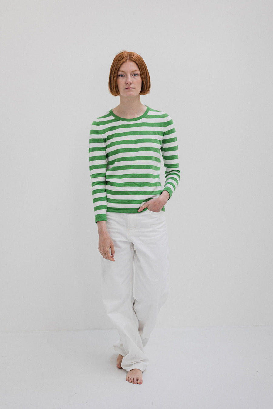 Janes - Cotton Striped Sweater Green