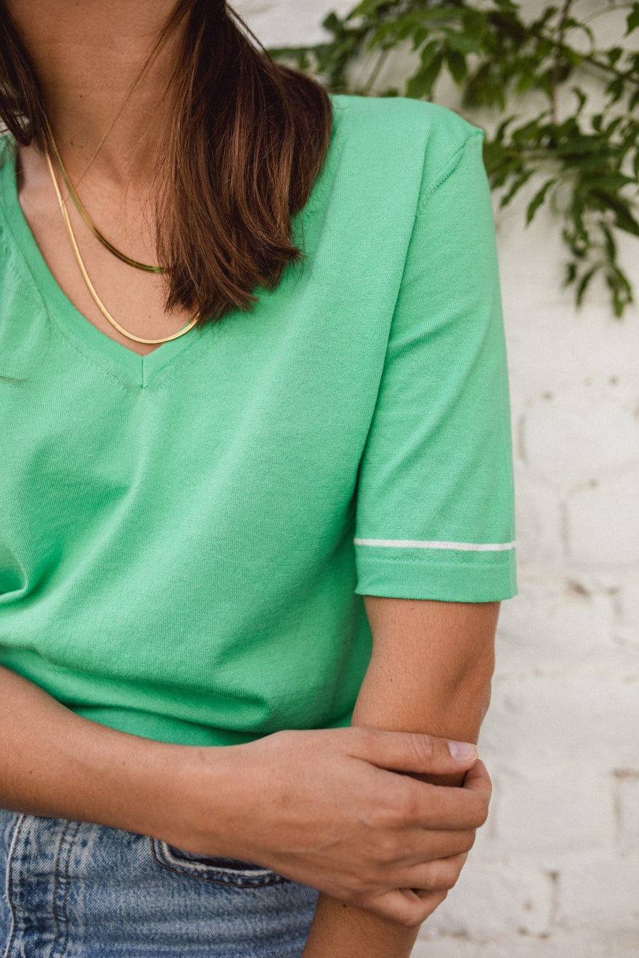 Janes - V-neck Short Sleeve T-shirt Mint Green